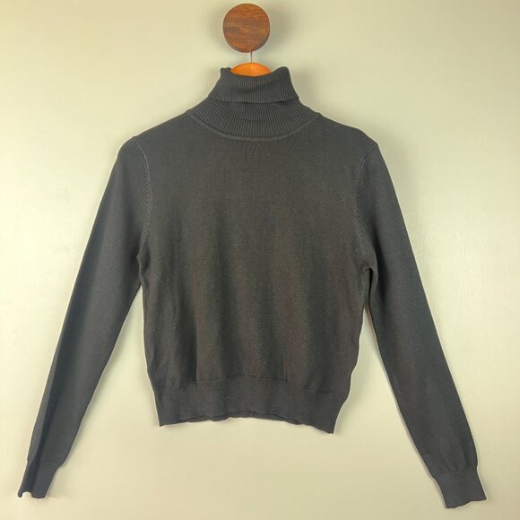 Pink Martini Black Turtleneck Sweater Medium Elegant Fitted Chic NWT - Picture 2 of 7